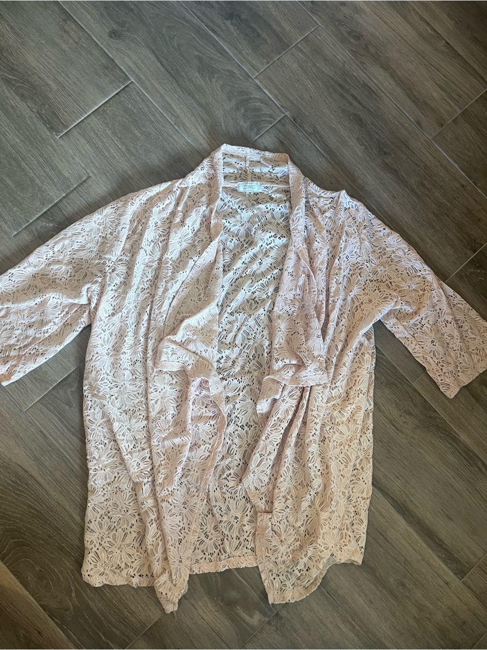 Light Pink Lace Draped Kimono Camisole Cover-Up
